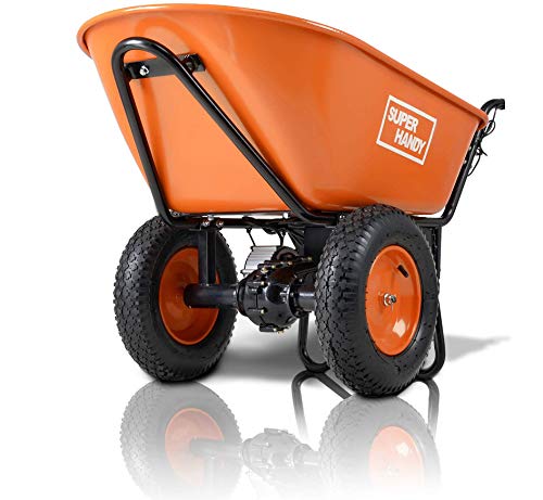 SuperHandy Ultra Duty Electric Powered Wheelbarrow Utility Cart 24V DC 180W AGM Driven 330LBS (150kgs) Capacity & 4 cu.ft. of Cubage Material Debris Hauler (Amazon Exclusive only for USA)