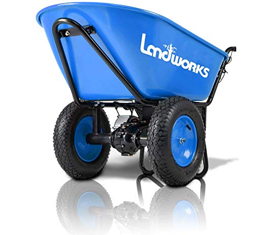 Landworks Electric Wheelbarrow Utility Cart Super Duty 24V DC 180W AGM Battery Powered Driven 330LBS (150kgs) Max Capacity & 4cu.ft. of Cubage Barrel Dump All Purpose Material Debris Hauler