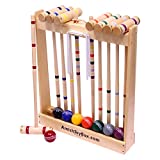 Amish-Crafted Deluxe 8-Player Croquet Game Set, Maple Hardwood