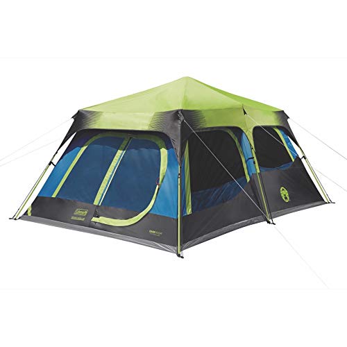 Coleman 2000032730 Camping Tent | 10 Person Dark Room Cabin Tent with Instant Setup, Green/Black/Teal