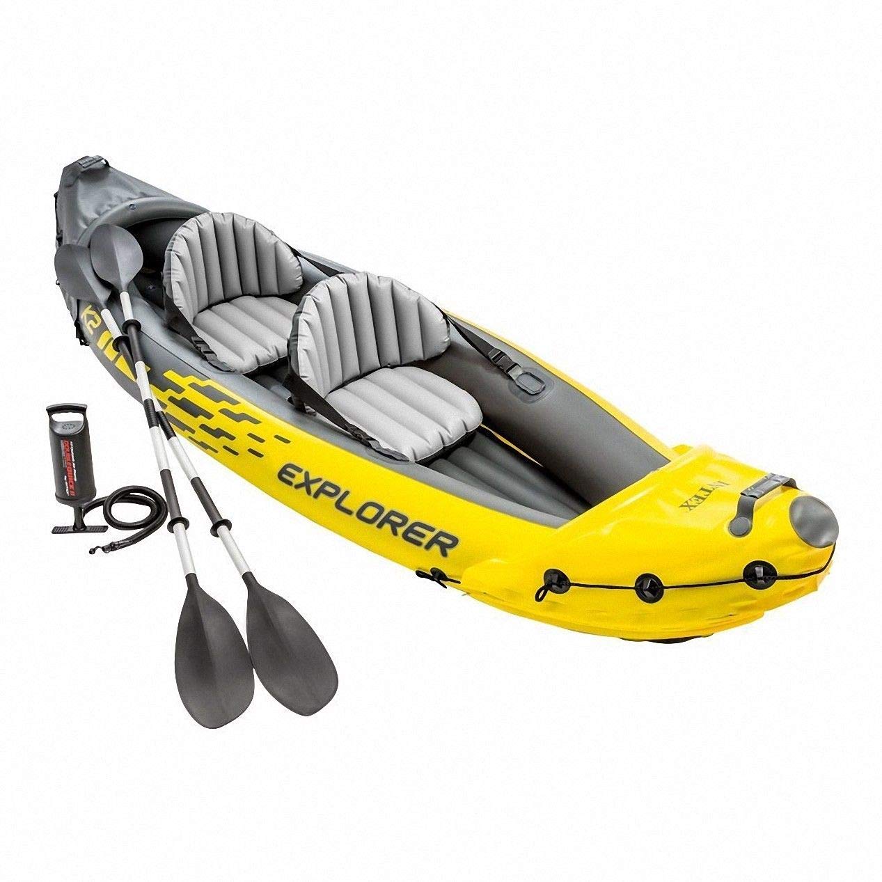 2. Intex Explorer K2 Yellow 2 Person Inflatable Kayak with Aluminum Oars & Air Pump