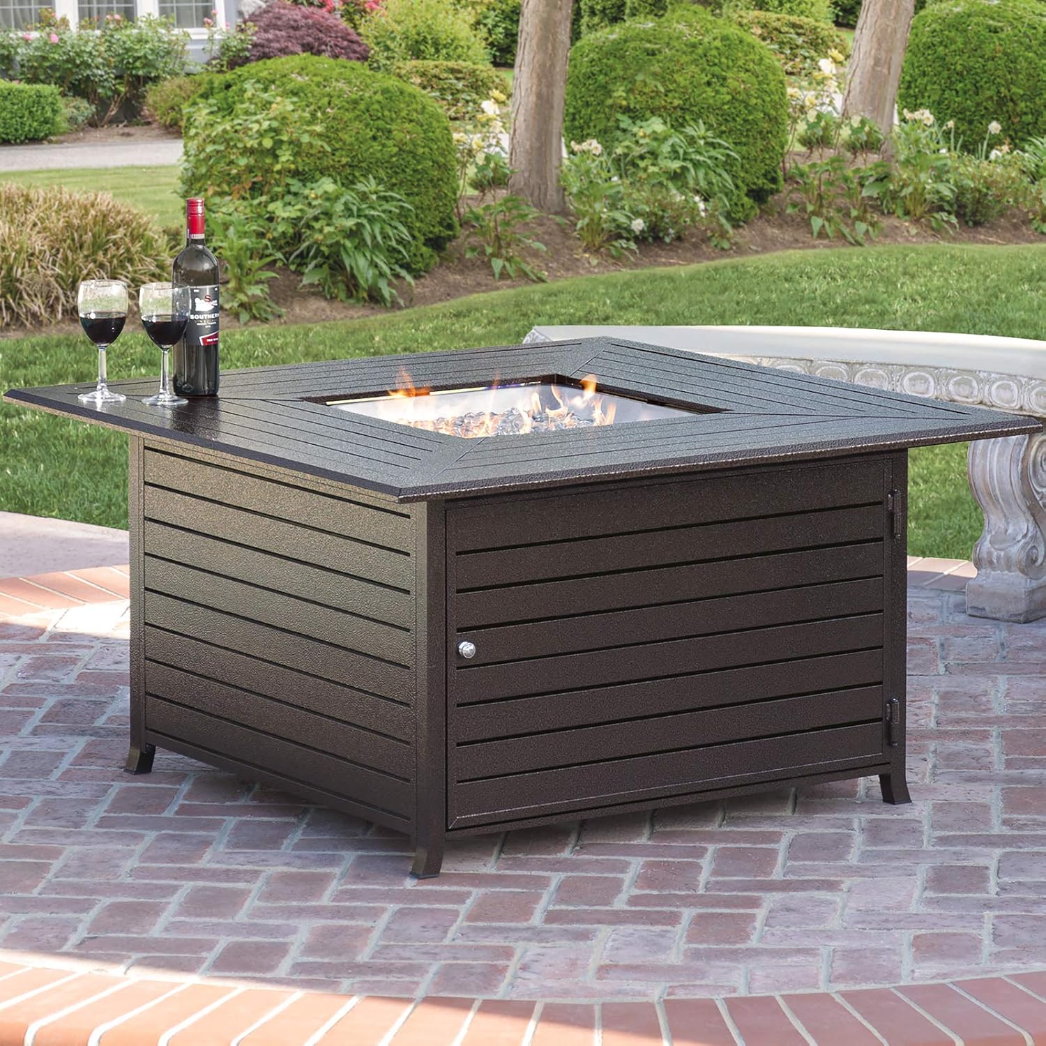 4. Best Choice Products BCP Extruded Aluminum Gas Outdoor Fire Pit Table with Cover