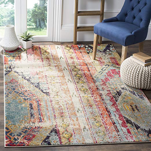 3. Safavieh Monaco Collection MNC222F Modern Bohemian Multicolored Distressed Area Rug (4' x 5'7